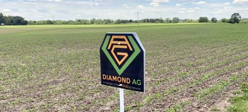 Diamond Ag sign in field